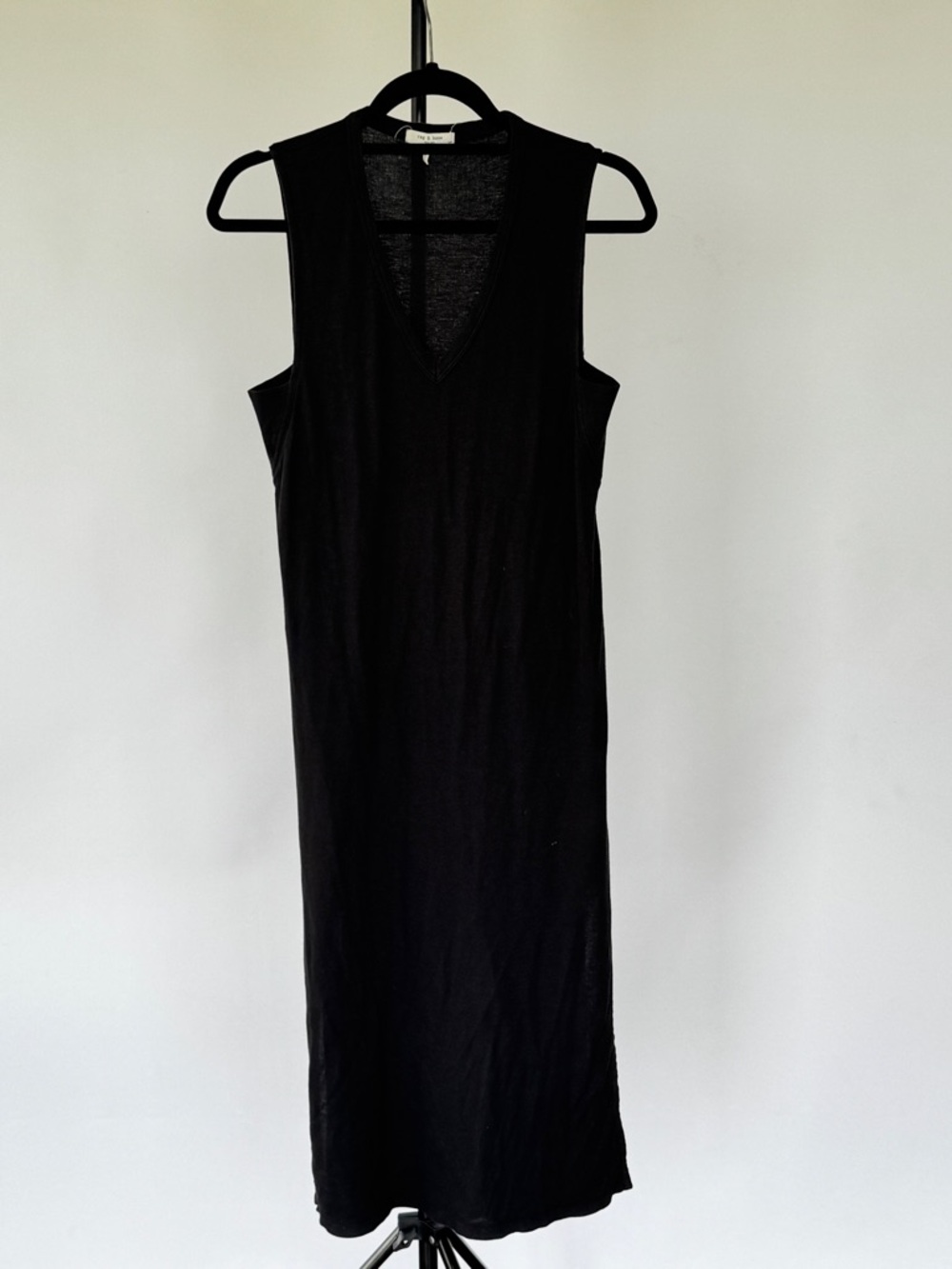 rag & bone Black Sleeveless V-Neck Maxi Slip Dress